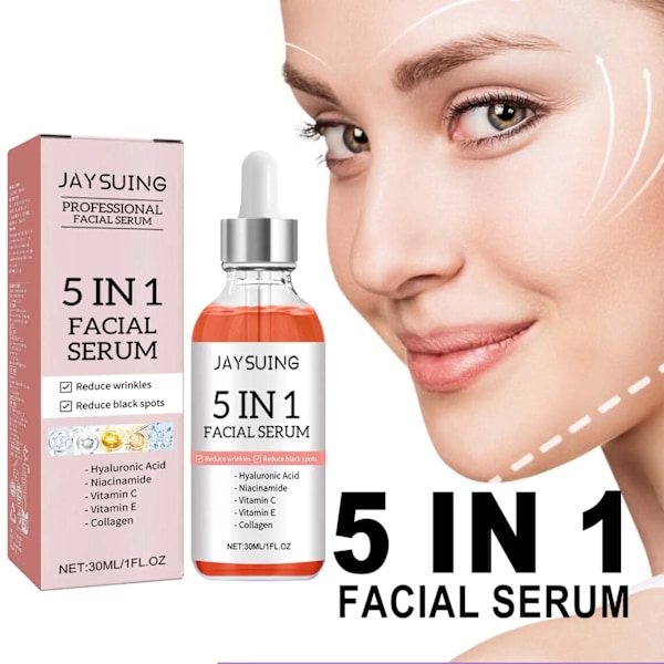 5 In 1 Ansigtsbehandling Serum Fade Fine Linjer Opstrammende Skin Shrink Porer Fugtgivende Ansigt Serum