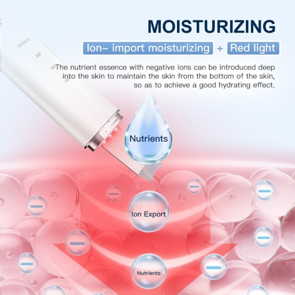 Ultralyd Skin Scrubber IXP5 Vanntett Lav støy Lys terapi EMS Face Lifting Face Cleaner
