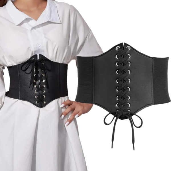 Kvinner's korsett belte gotisk mote PU skinn kvinner snøring korsett belter slanking midje vintage korsett