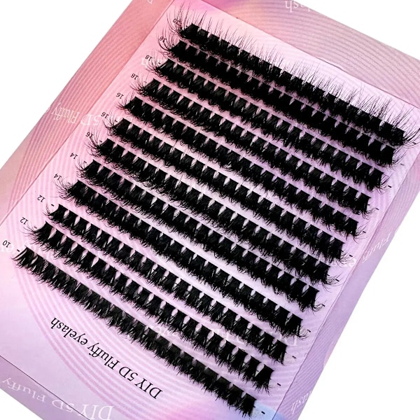 240 kpl DIY 5D Fluffy Ripset Ripset 100D Paksut Ripset CC Curl Wispy Yksittäiset Ripset 10-20mm Cluster Ripsien pidennykset