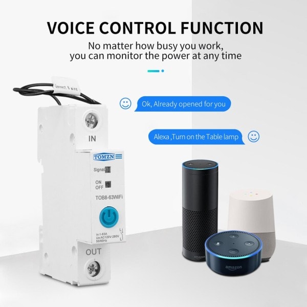Enkelt Phase WIFI Smart Energi Måler Kwh Måling Overvågning Kretsløb Afbryder Timer Relæ