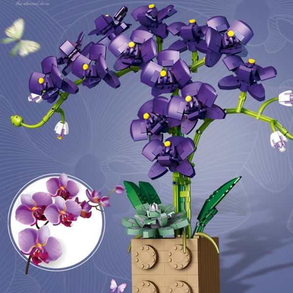 Pink Byggeklods Blomster Orchid Serie Bonsai Pige Byg Legetøj