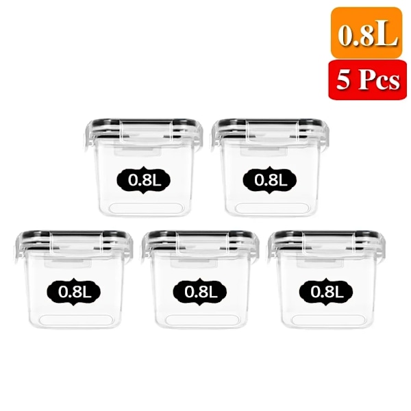 Mat Förvaring Behållare Kök Arrangör och Förvaring Behållare med lock Kylskåp Nudlar Låda Tank Förseglade Burkar 5 Set Set