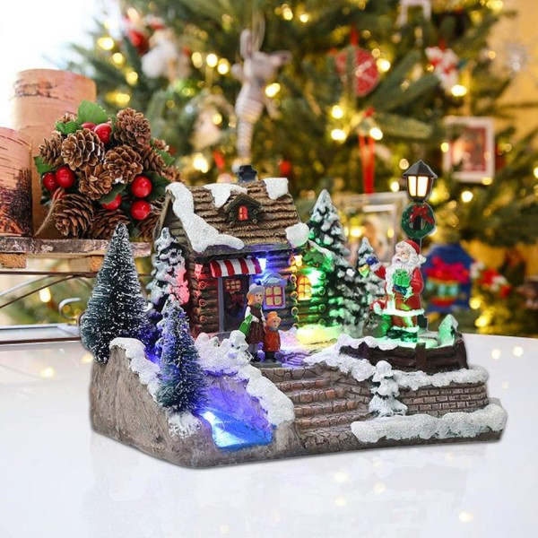 Sne huse med farverigt blinkende LED lys jul pynt til hjem