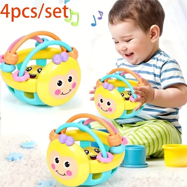 Baby Toy Catch Ball Bendy Baby Walker Rattles Utveckla Intelligens Ball Plast Klocka Skallra docka