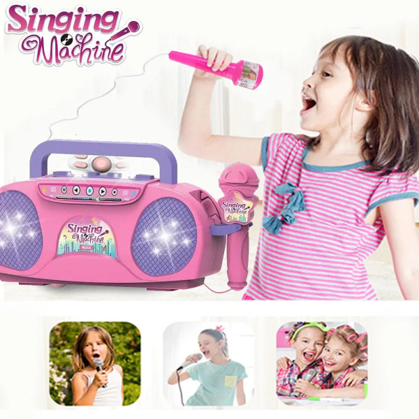 Mikrofon Karaoke Maskin Musik Instrument Leksaker med Ljus Inomhus Utomhus Resor Pedagogisk leksak