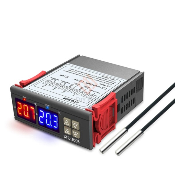 Dual LED Digital Termostat Temperatur Controller  DC 12V 24V AC 110V 220V Inkubator