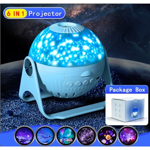 LED Stjerne Projektor Natt Lys 6 i 1 Planetarium Projeksjon Galaxy Starry Sky Projektor Lampe