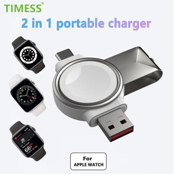 2 i 1 Magnetisk Trådløs lader for Apple Watch 8 7 6 5 4 3 2 SE Ultra Rask Lade Stativ For iWatch Apple Watch  Lader