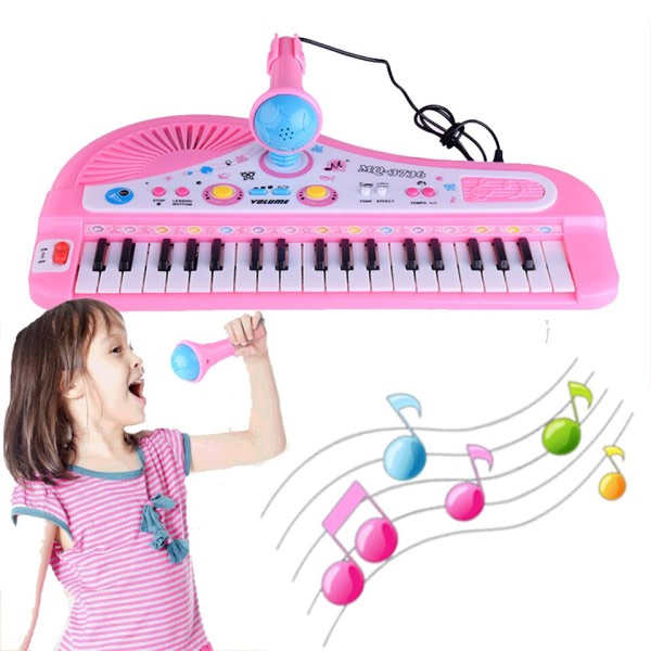 Elektroniskt klaviatur piano för barn med mikrofon musikal instrument leksaker pedagogisk leksak