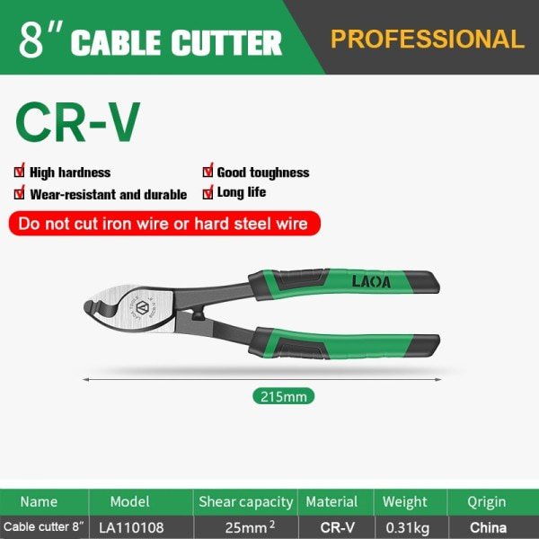 Kabel Cutter CR-V Crimping Tång Bult Skärning Elektrisk Tråd Avskiljare Kombination Multifunktion Handverktyg