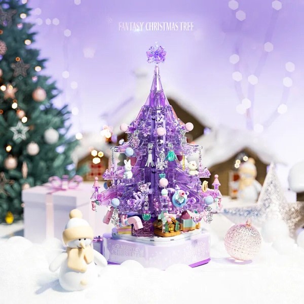 Kreativ jule by julemand's slæde julemand besøg gave pakke snemand model byggeklodser klodser legetøj