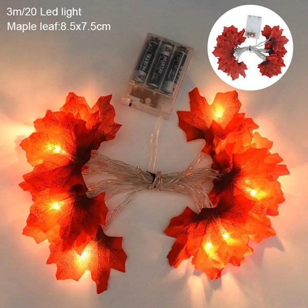 Maple Leaf Light String Fake Autumn Leaves LED Keiju Seppele joulu Kiitospäivä Halloween juhla