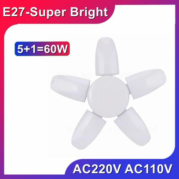 60W Skär Deformerbar LED Garage Ljus E27 Justerbar Shop Topp Tak Lampa