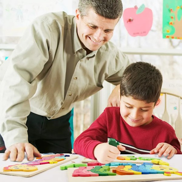 Trä pussel pedagogisk tecknad film djur tidigt inlärning kognition intelligens pussel spel