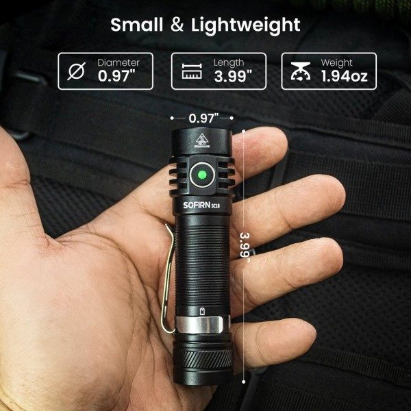 Ficklampa USB C Uppladdningsbar LED Ficklampa TIR Optik Lins Lantern med Ström indikator