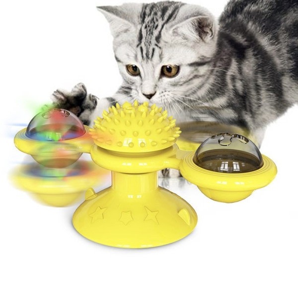 Vindmølle katt leke interaktivt kjæledyr leker for katter puslespill katte lek leke med whirligig platespiller for katt