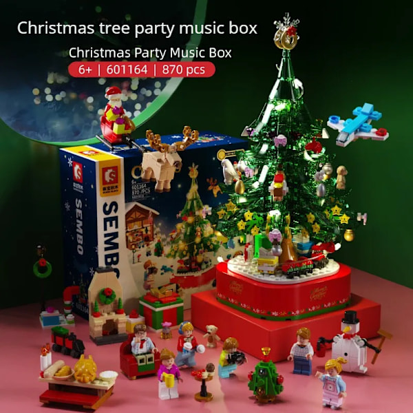 Bygning Klodser Klodser Gør-det-selv Jule Træ Musik Kasse Potte Buket Hjem Dekoration Desktop Ornament