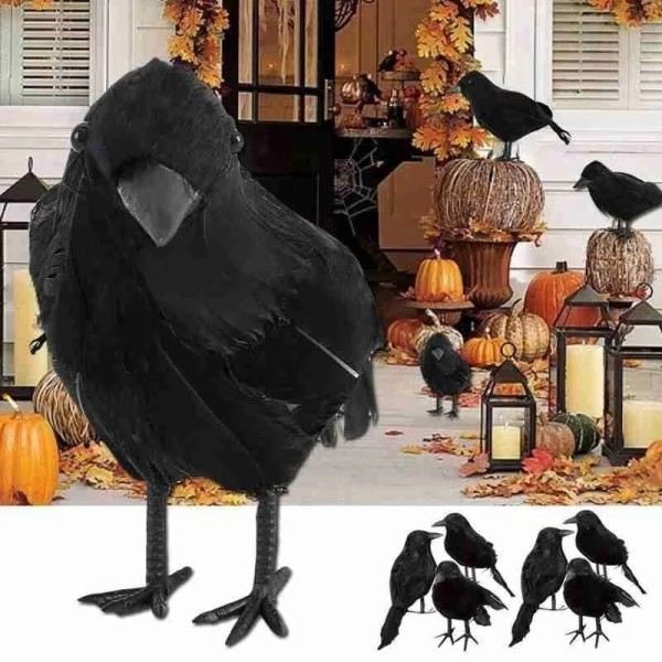 Halloween Svart Kråke Ornament Simulering Kråke Dyr Modell Fugl Skremmende Leker