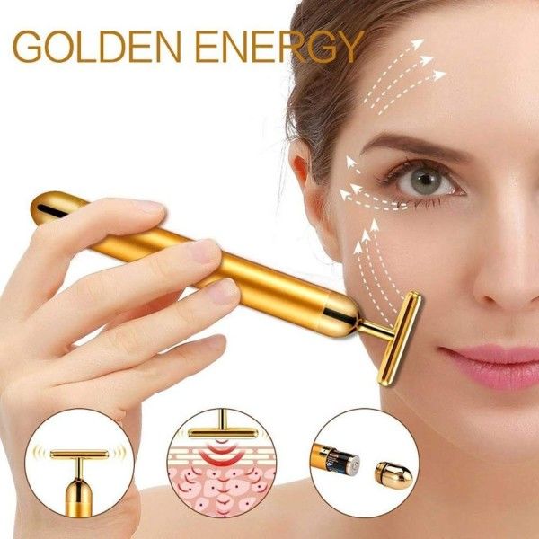 24k Guld Face Lift Bar Roller Vibration Banning Massager Ansiktsbehandling Stick Ansiktsbehandling Skönhet Hudvård