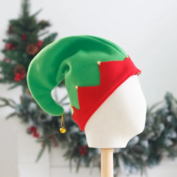 Internet kändis barn tomte tomte hatt jul tomte röd grön hatt flanell tyg med klocka semester fest huvudbeklädnader