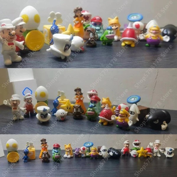 Super Mario Anime Figur Mario Luigi Yoshi Waluigi Plastic Dukke Ornament Blind Kasse Legetøj Jule Advent Kalender