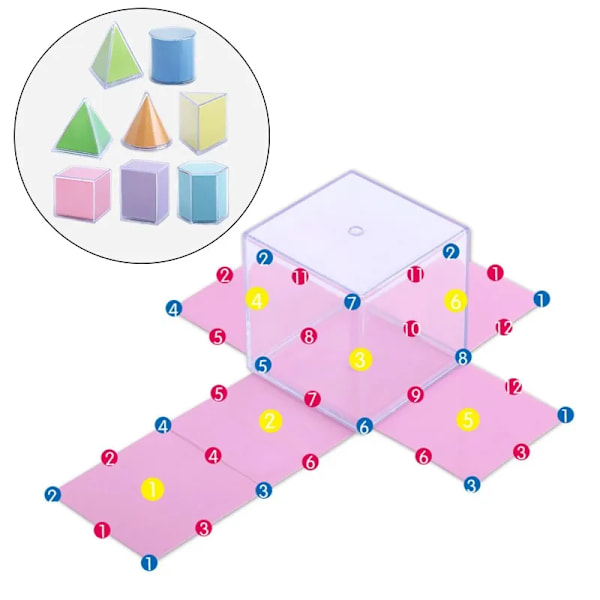 8 bitar transparent geometriska former block montessori leksaker