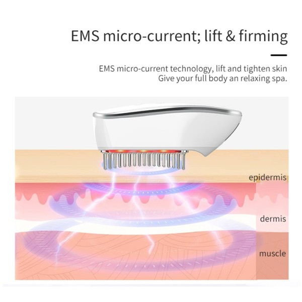 Elektrisk Huvud Massage Kam RF Ljus Ljus EMS Vibration terapi Hår Tillväxt Anti Håravfall Kam