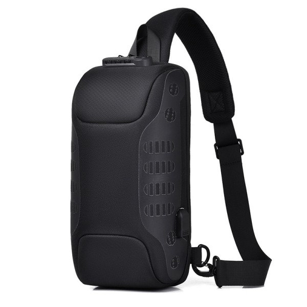 Miesten's Vedenpitävä USB Oxford Crossbody Bag Varkaudenesto Olkapää Sling Monitoimi Lyhyt Matka Messenger Rinta Pack