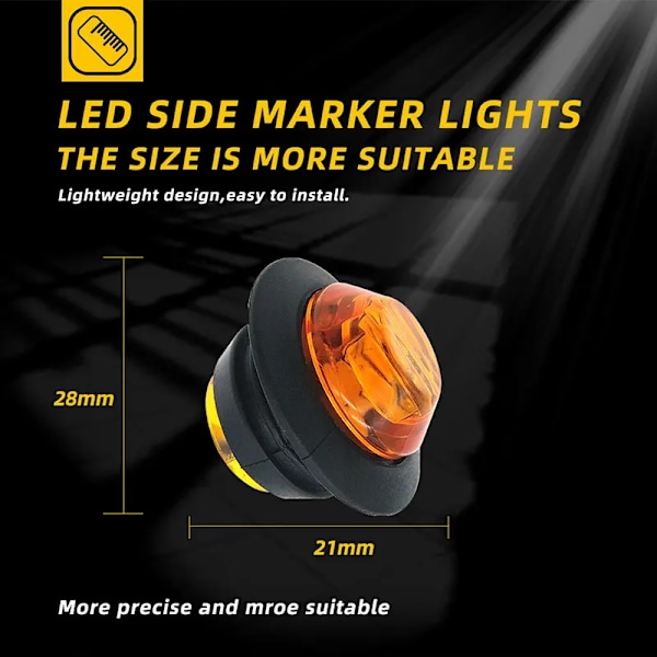 10 bitar 24V LED Sido Markör Blinkers Ljus Lastbil Varning Baklykta Släp