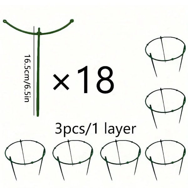 18 bitar  6 lager växt stöd växt pålar rund växt stöd ring plast växt bur hållare