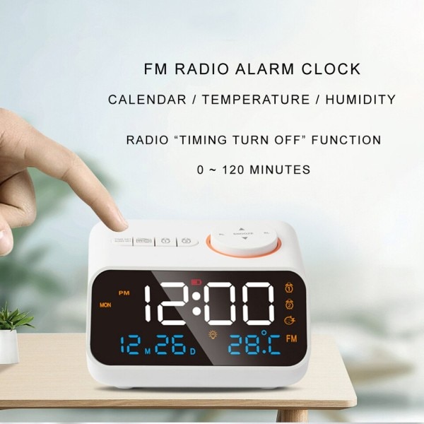 FM Radio LED Alarm Klocka för Sängbord Väckning Digital Bord Kalender