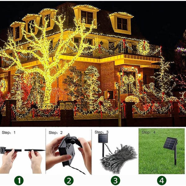 Utendørs LED Solar String Lights Fairy Light Solar Powered Garland Lights