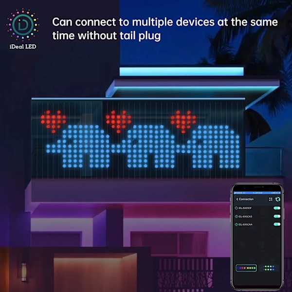Smart gardin sträng ljus app gör-det-själv bild text lysdiod display smart LED RGB sträng ljus