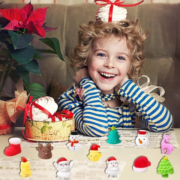 Jul 24 stykker til Børn Voksen Julemand Claus Snemand Squishy Fidget Legetøj