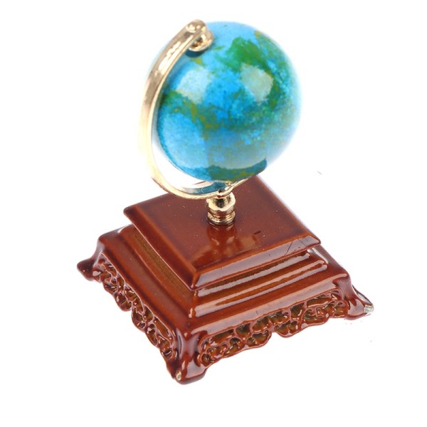 Mini Metal 1:12 Skala Vintage Blue World Globe Miniatyr Dockhus Möbler Vardagsrum Läsrum Inredning