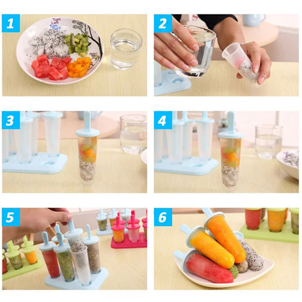 Popsicle Is Cream Mould Gør-det-selv Is Pop Forme med pind Genanvendelig Plastik Is Pop Terning Maker