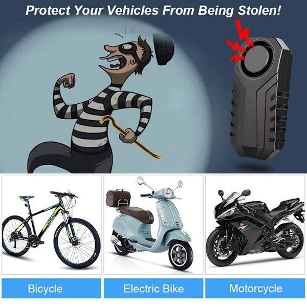 Trådløs Motorcykel Vibration Alarm IP55 Vandtæt Cykel Alarm