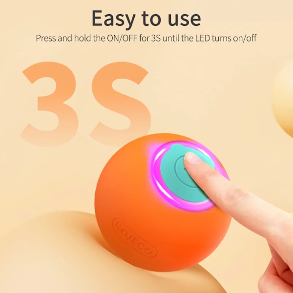 Smart Interaktiv Katt Sprett Ball Aktiv Rullende Ball For Hund Opladbar Automatisk Roterende Bevegelige Baller