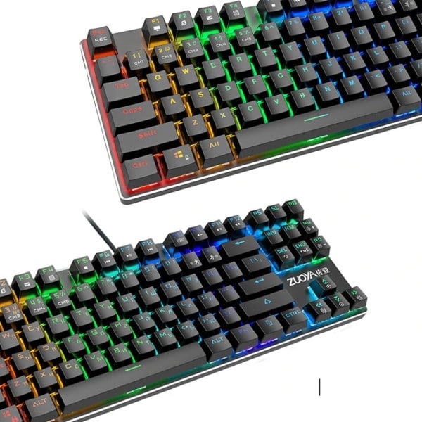 Spel Mekaniskt Tangentbord Blå Rött Switch USB RGB/Mix Bakgrundsbelyst Trådbundet Tangentbord 87/104 Anti-ghosting
