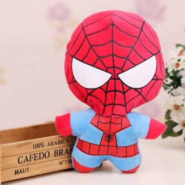 Söt 4 tum Super Heroes Plysch Leksaker Tecknad Mini Anime Spider Iron Man Nyckelring