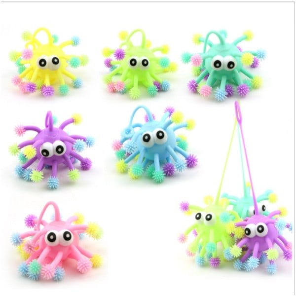 LED Light Up Glowing Hir Flash Ball Baby Elastity Fun Lelut Lapset Squeeze Anti Stress lelut