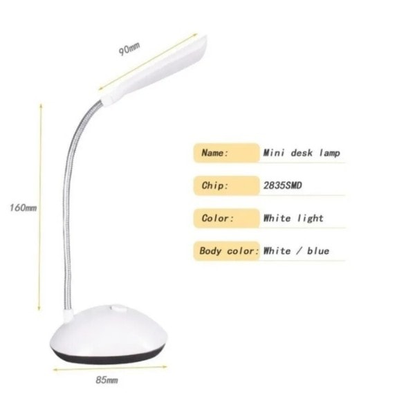 LED Skrivebord Lampe Øyebeskyttelse Lampe Bord AAA Batteri Lese Bok Lys Lese Lampe