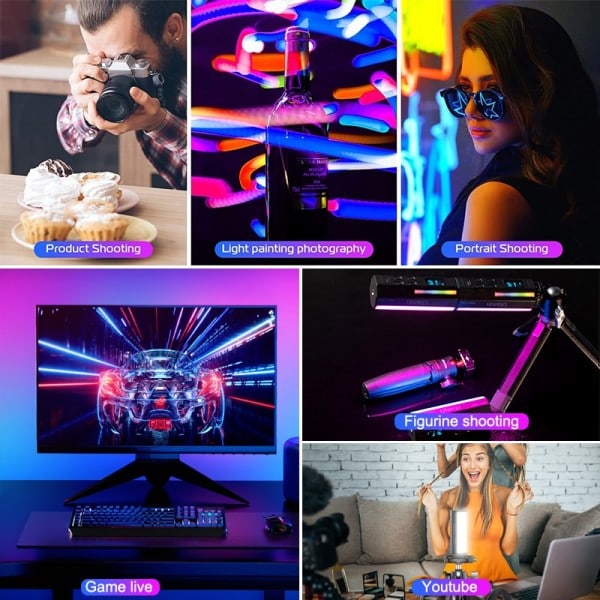 Mini RGB Rør Lys Håndholdt led Fotografi Stick Video Fyld Lampe Magnetisk 2500-9000K til Vlog