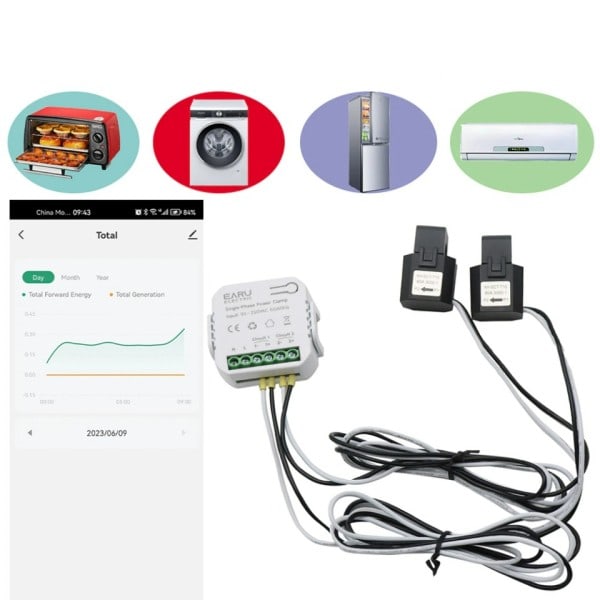 Tuya App Smart Tvåvägs Bilateral WiFi Energi Mätare El förbrukning Monitor