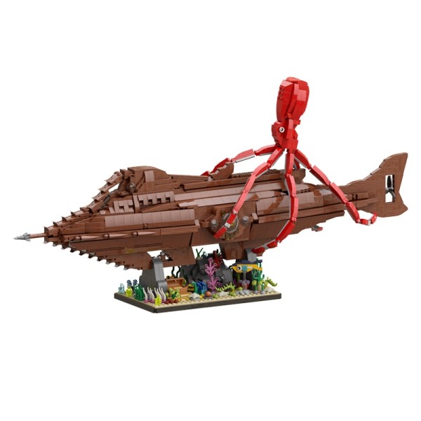 MOC Gør-det-selv Nautilus Ubåd Leagues Skib Bygge Blok Sæt Havbund Båd Fartøj Brick Model Børne Legetøj