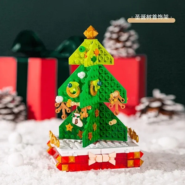 Jul Gör-det-själv Bygg block Musik Låda LED Upplyst Jul dekorationer prydnad