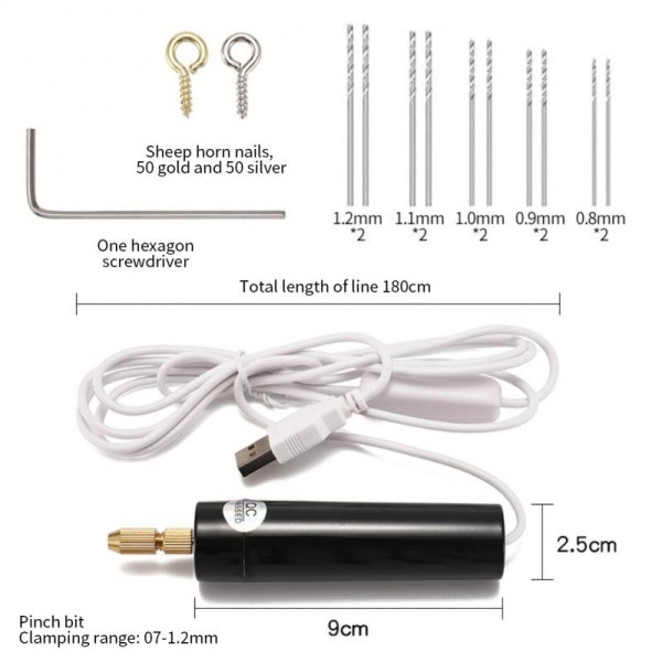 Mini Elektrisk Drill Bærbar Håndholdt  USB Drill Rotary Verktøy Graverer Penn Drilling Smykker Verktøy Med Drill Bits Elektro verktøy
