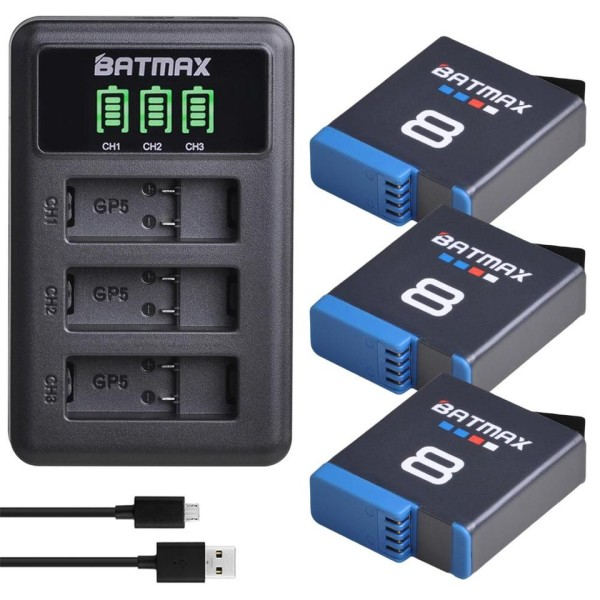 GoPro Hero 8 hero 7 hero8 Svart Batteri GoPro 5 Hero 6 Batteri Akkus  + LED  USB Laddare