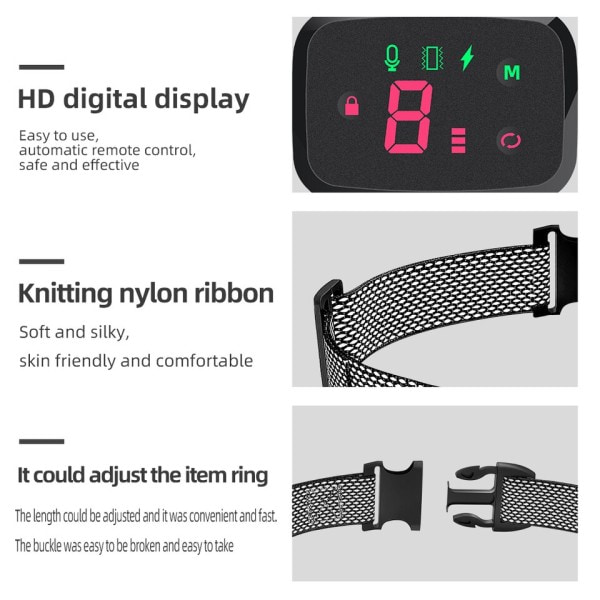 Smart Automatisk Anti Bjeffing Hundehalsbånd HD Digital Display IP67 Vanntett halsbånd